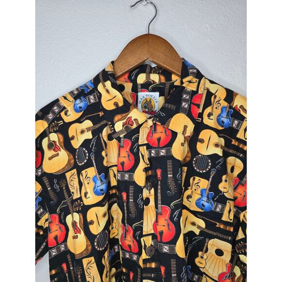 Vintage Max Boxxer Shirt Guitar AOP Hawaiian Short Sleeve Button Down 90s - Picture 7 of 10